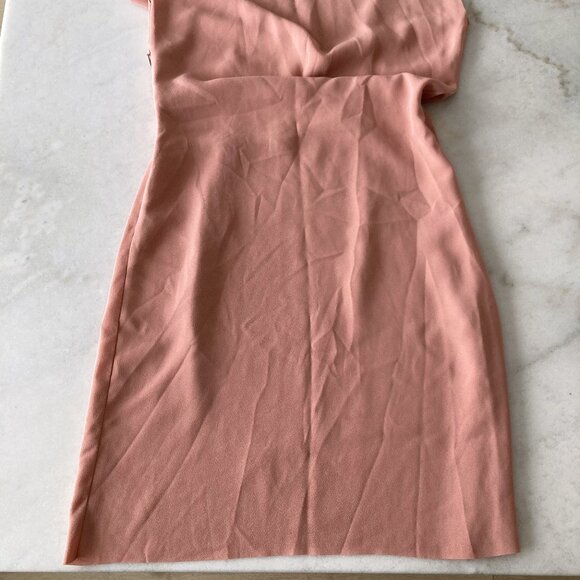 Reiss Kier boat neck lined shift dress, pink / peach / salmon, high neck, simple - Picture 7 of 11